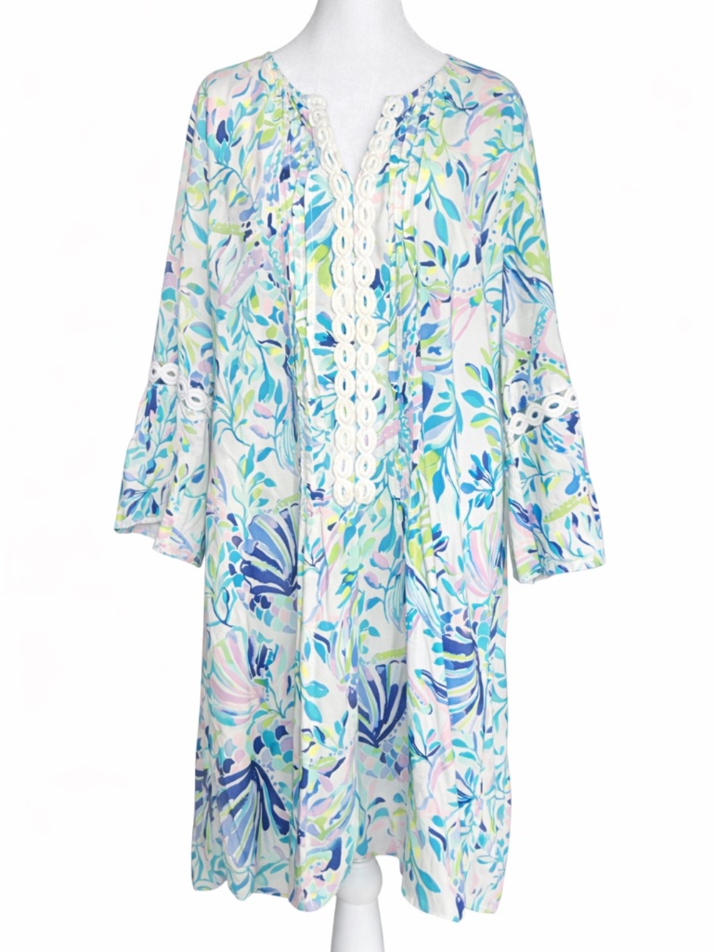 Lilly Pulitzer Hollie Tunic Dress Resort White Shell Beach Lace‎ Trim Size XL